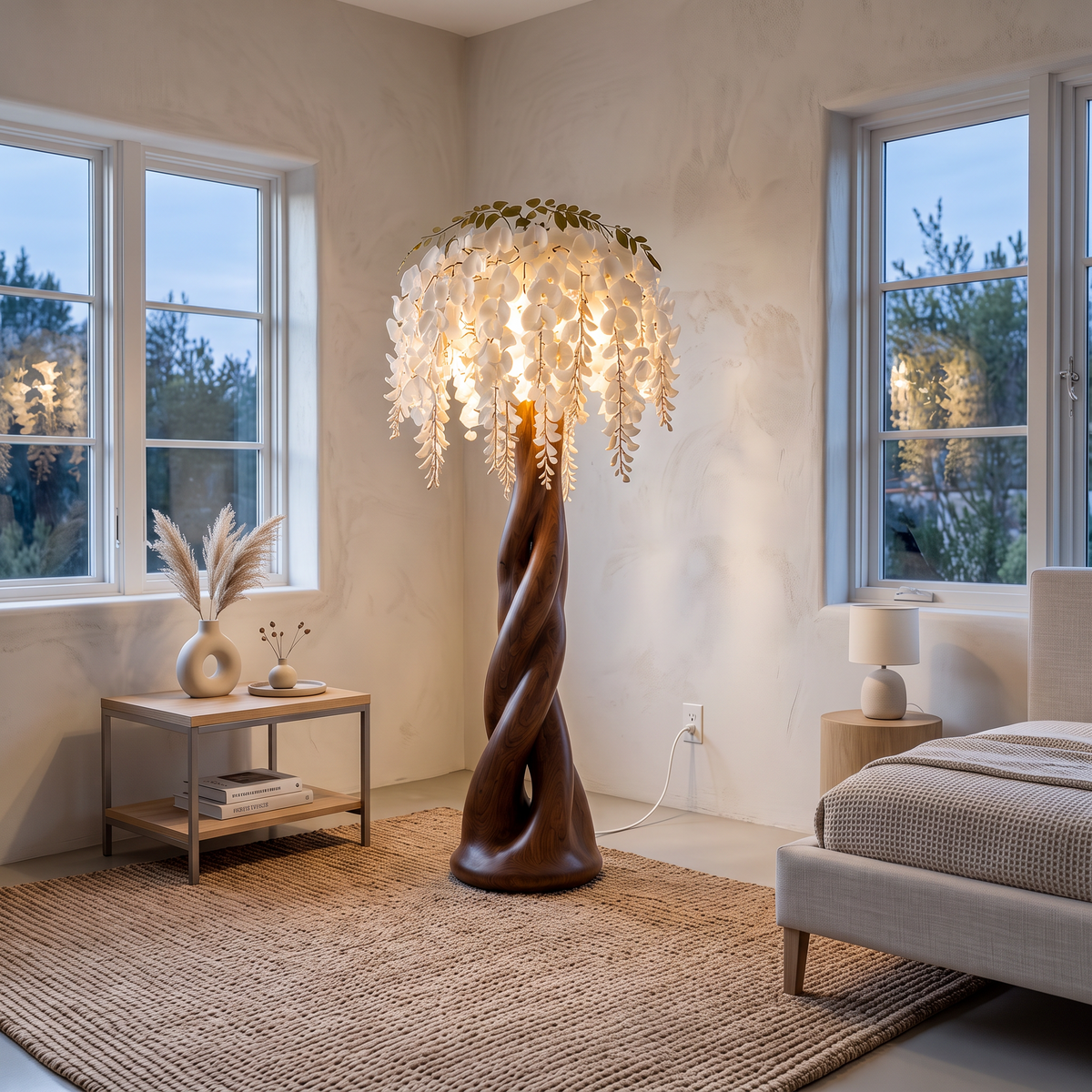 Contemporary Botanical Floor Lamp With Cascading Petal Shade For Living Room - view 7