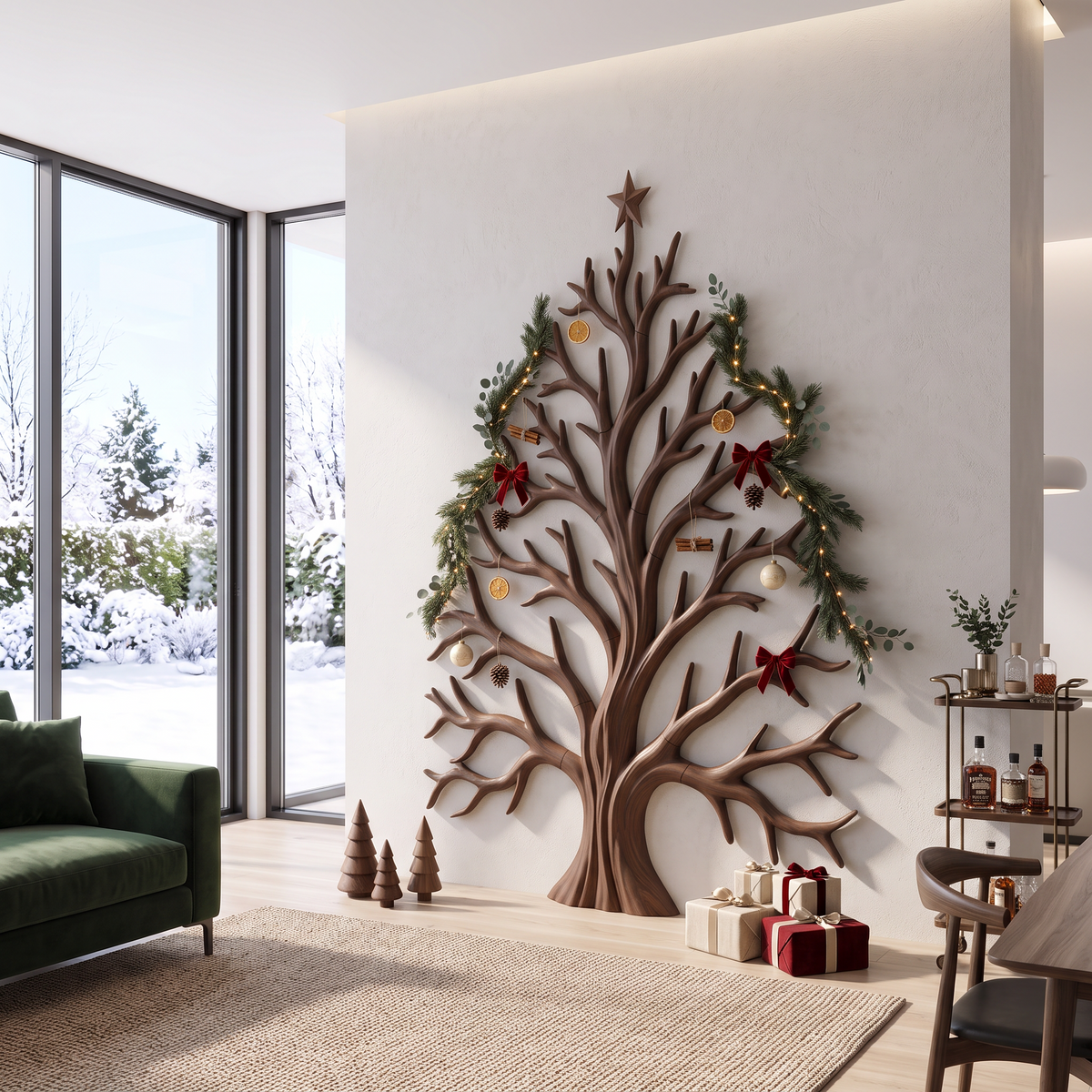 Contemporary Christmas Wall Decor With Artistic Tree Silhouette For Hallway - view 7