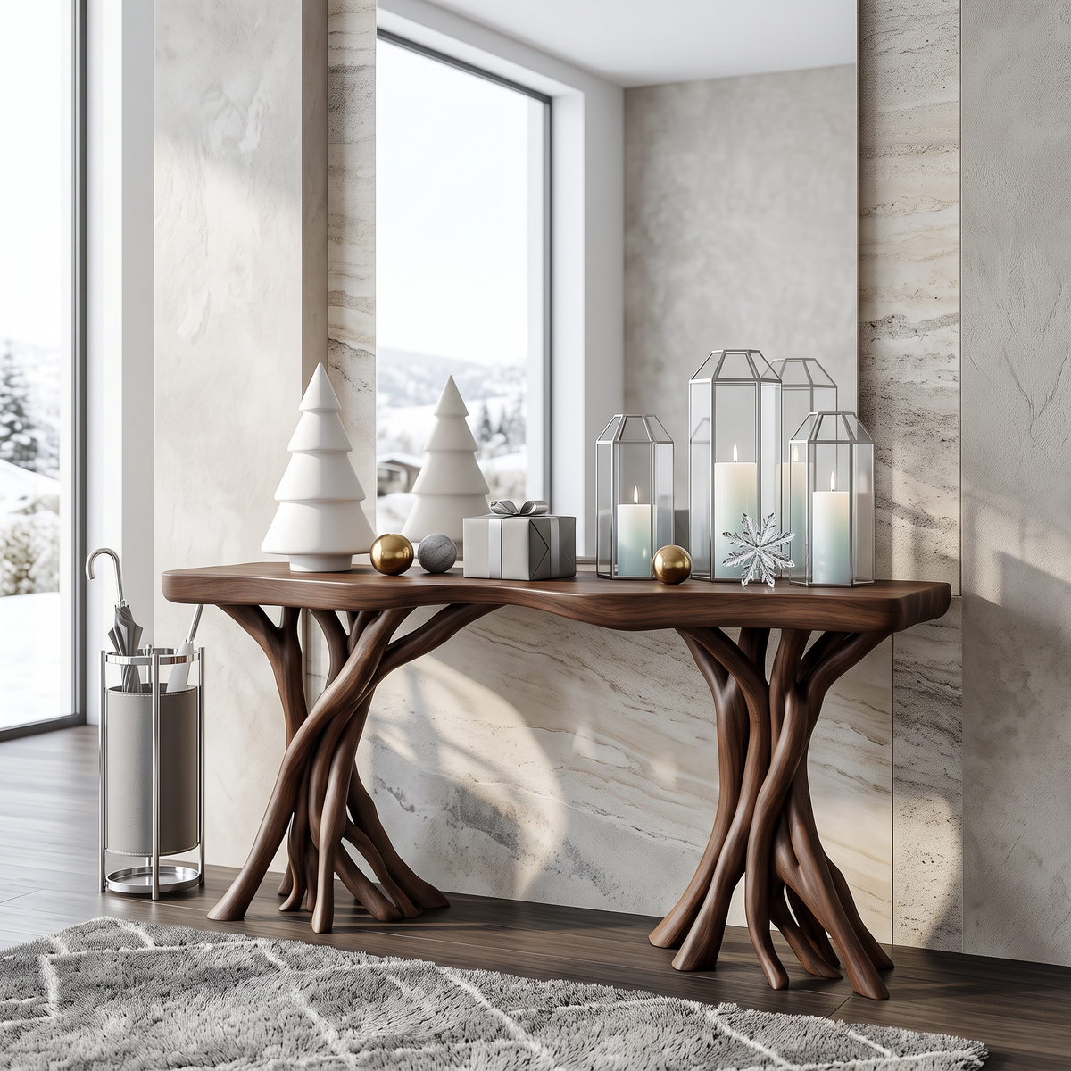 Driftwood Console Table Organic Wood Rustic Art Gift - view 7