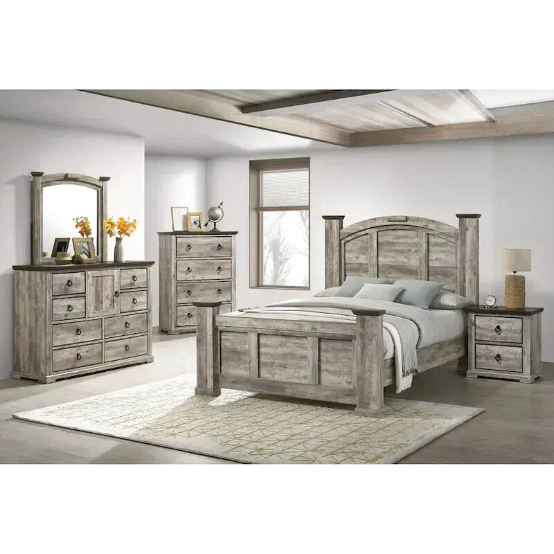 Aimon Rustic Gray 5-Piece Panel Bedroom Set - King Or Queen