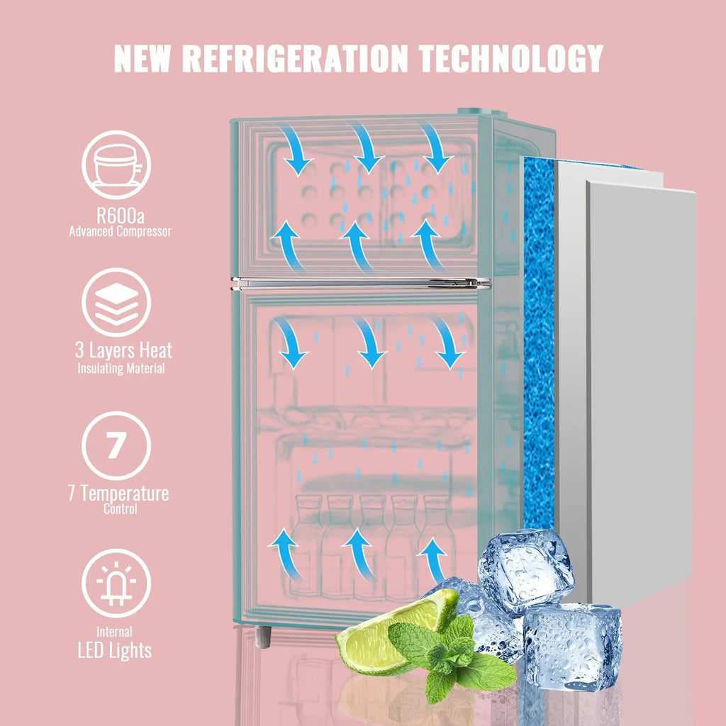 WANAI 3.5 Cu.ft Compact Refrigerator With Top Freezer, Blue