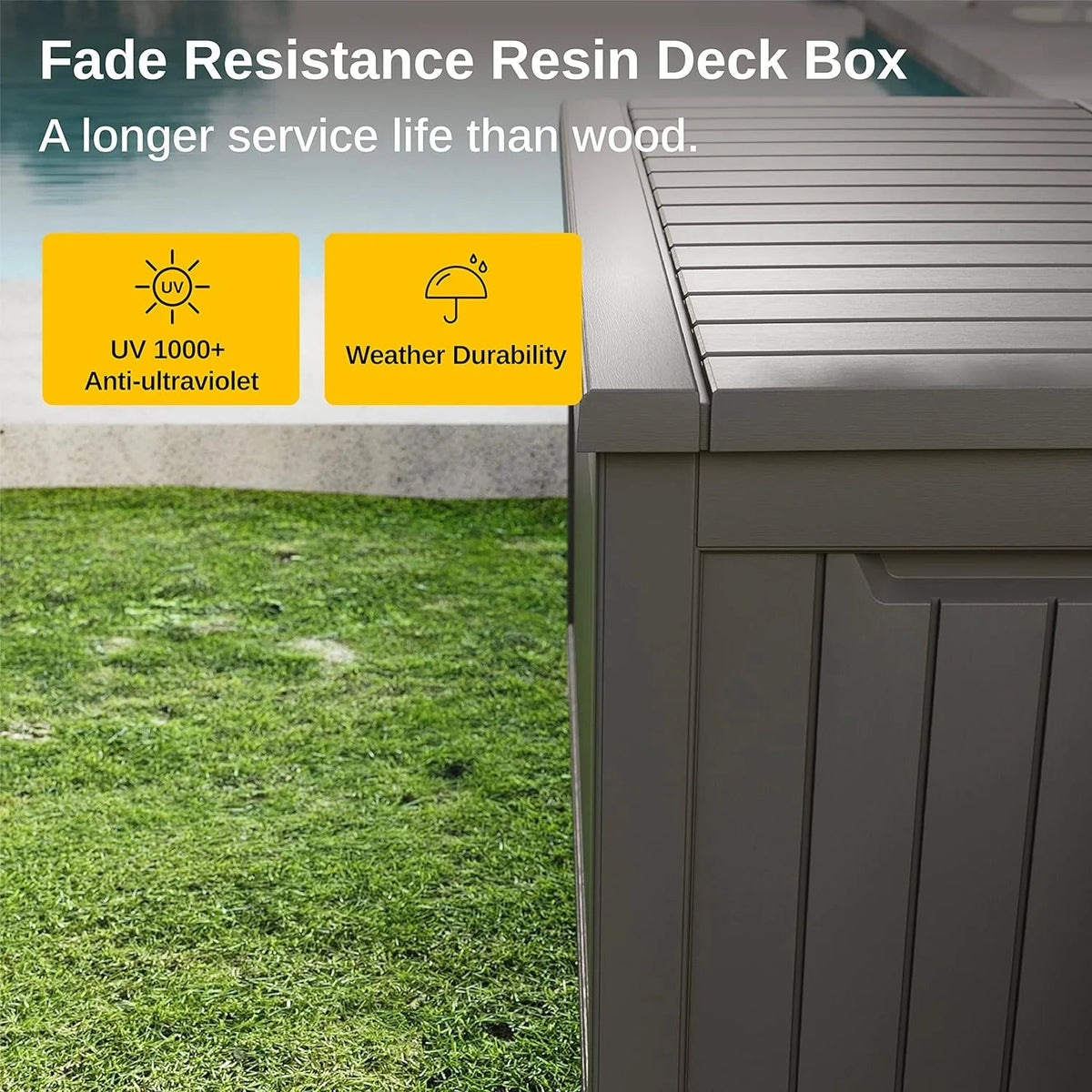 EAST OAK 230 Gallon Resin Deck Box, Grey - DB23005