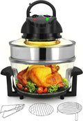 18 Quart Convection Countertop Air Fryer With Glass Bowl, Broil Rack And Toasting Rack