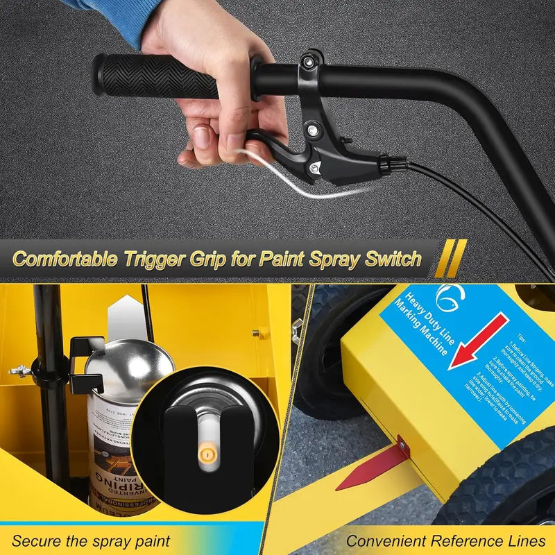 Yellow Striping Line Marking Machine, Adjustable 2 to 4 Inches