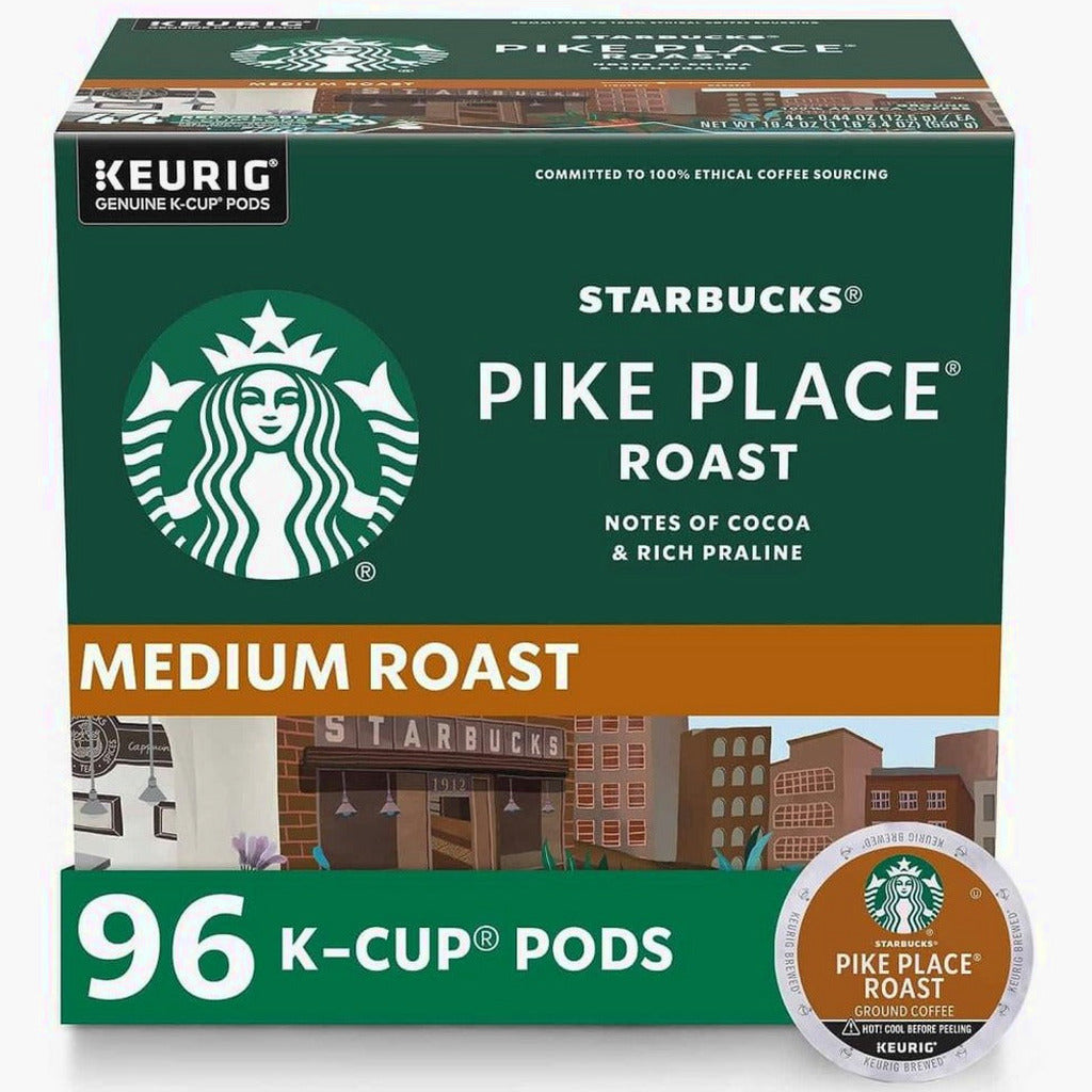 Starbucks Pike Place Roast Medium Coffee K-Cups, 96-Count, 100% Arabica, Keurig Compatible