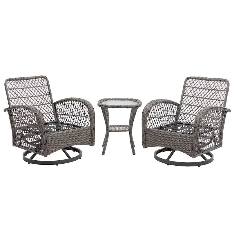 3-Piece Outdoor Swivel Rocker Patio Conversation Set - 360 Degree