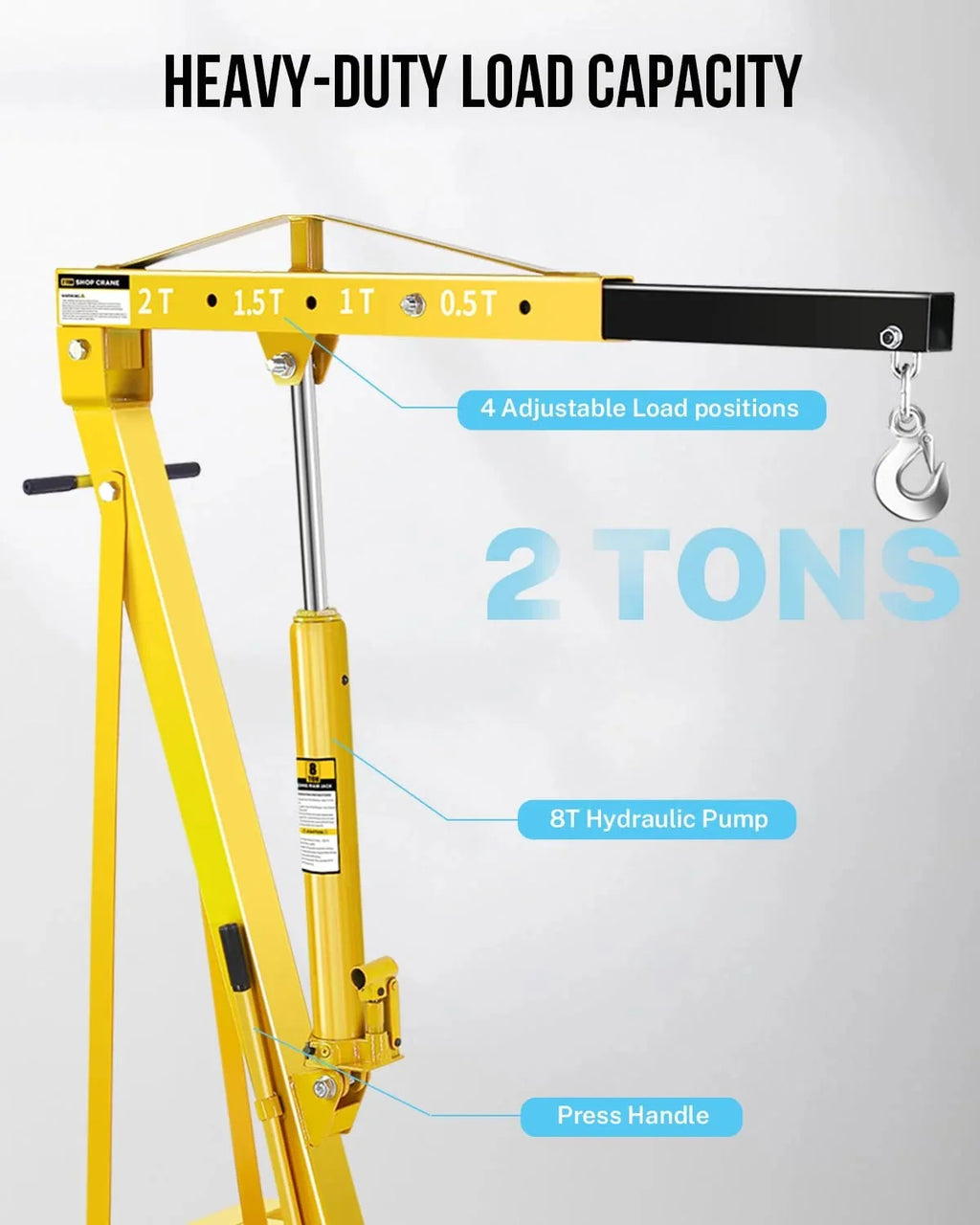 Garvee 2 Ton Hydraulic Folding Shop Crane Engine Hoist With Lever