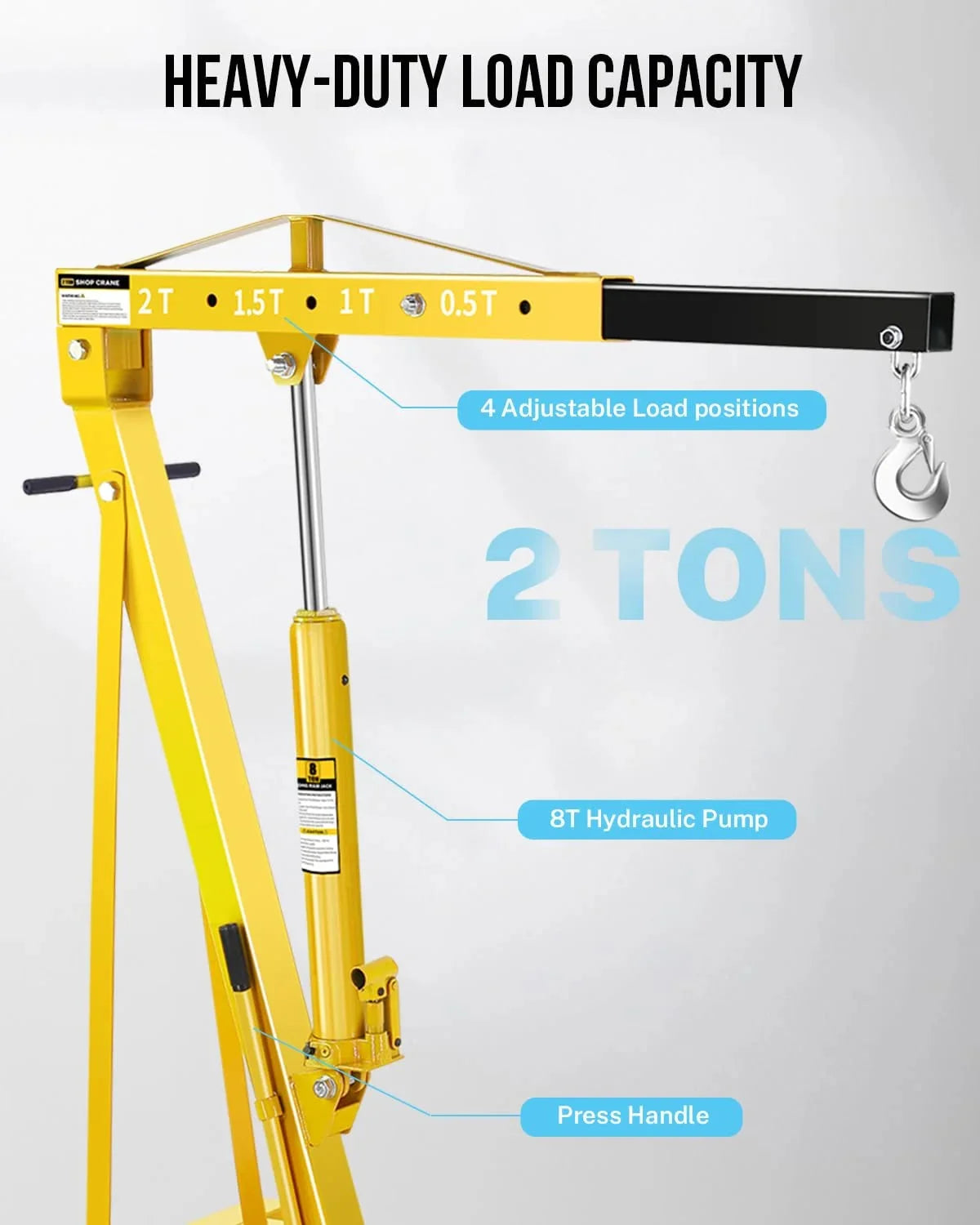 Garvee 2 Ton Hydraulic Folding Shop Crane Engine Hoist With Lever