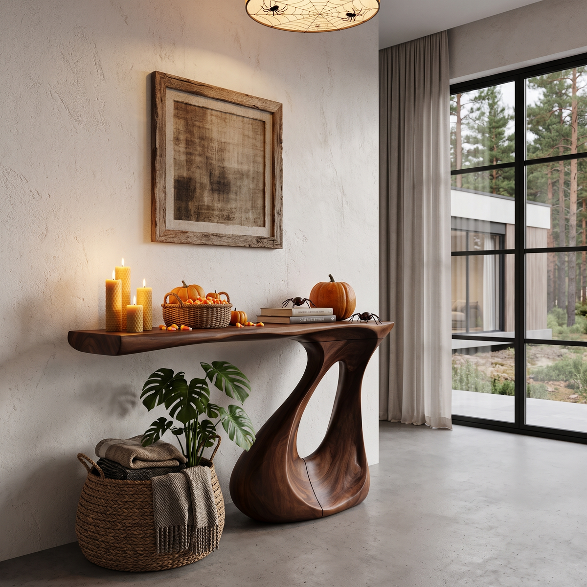 Contemporary Halloween Statement Console Table With Curved Open Base For Living Room - view 7