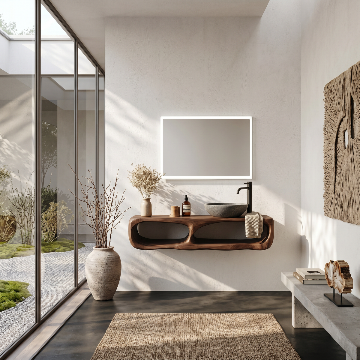 Coastal Organic Bathroom Vanity Wall Mounted Sink Console - view 7