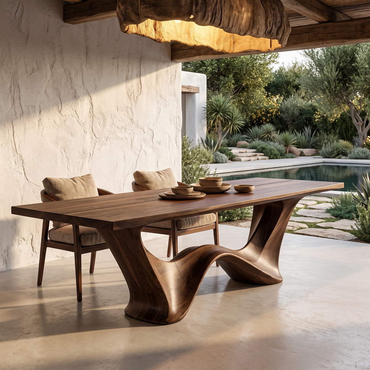 Contemporary Dining Table With Architectural Wave Design For Dining Room And Breakfast - view 7