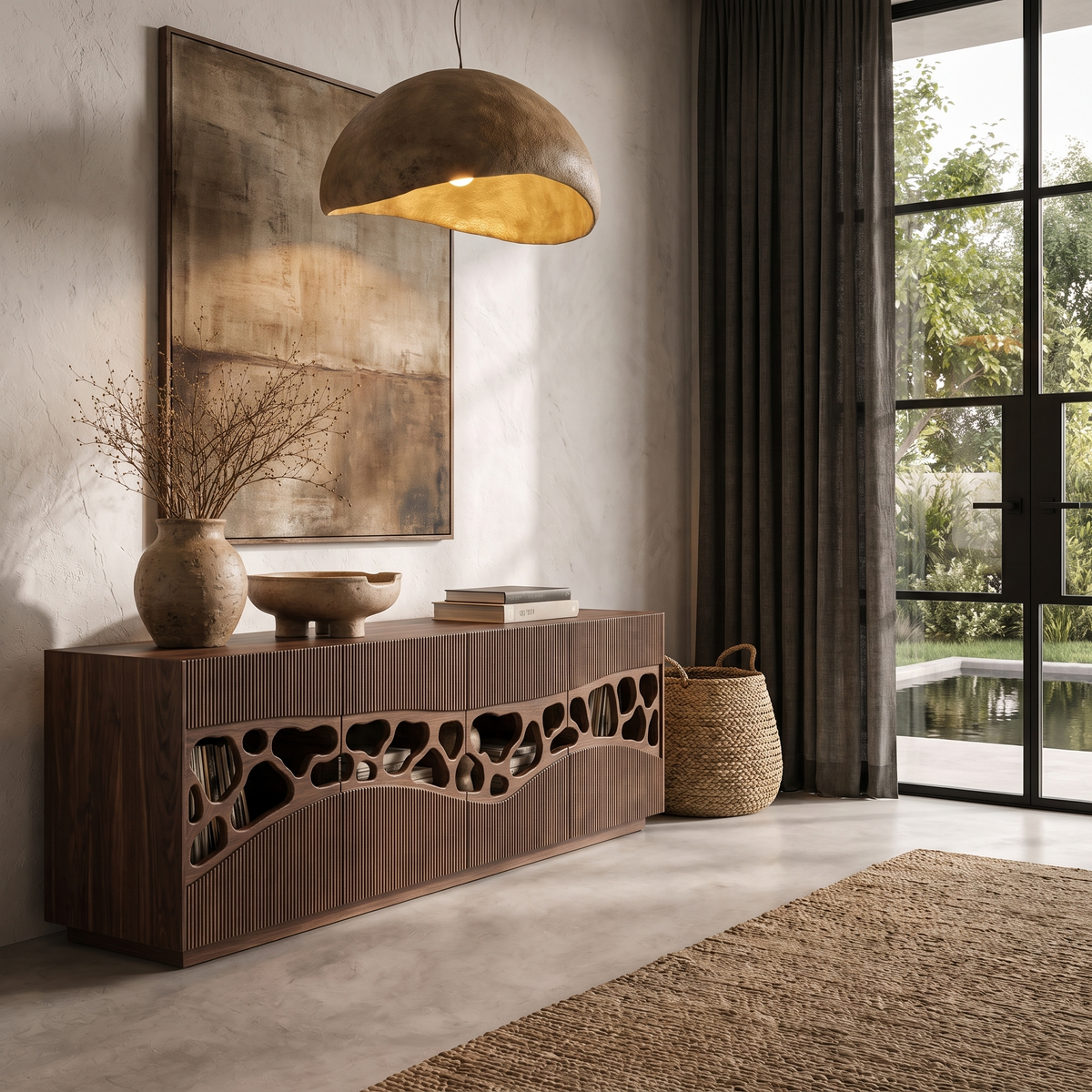 Contemporary Sideboard With Organic Cutout Design For Dining Room And Living Room - view 7