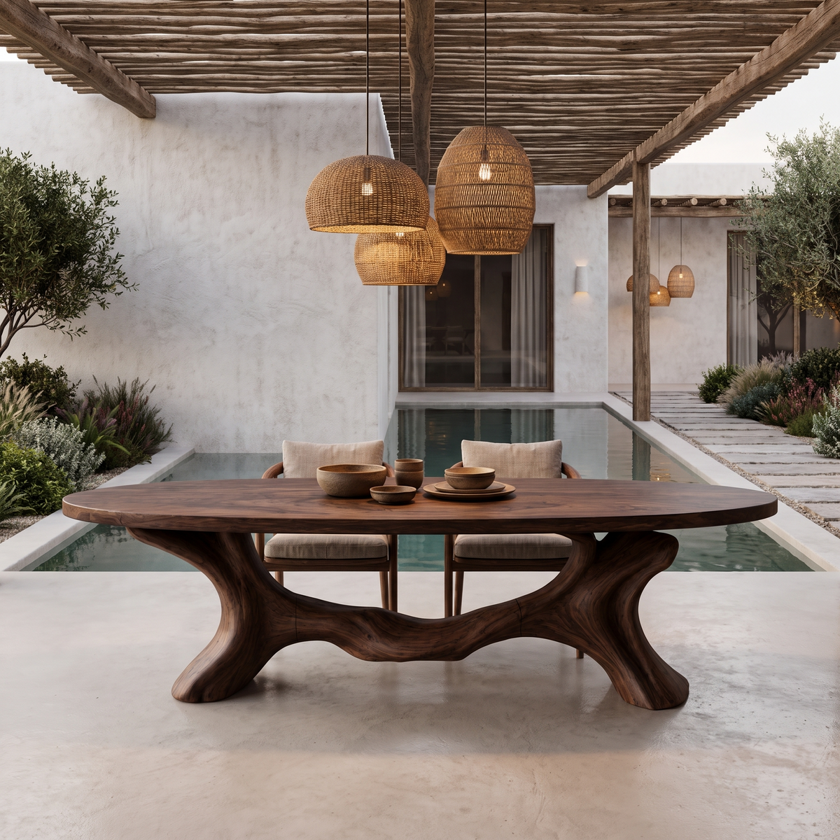 Contemporary Wave Base Dining Table Solid Wood Dining Table For Dining Room - view 7