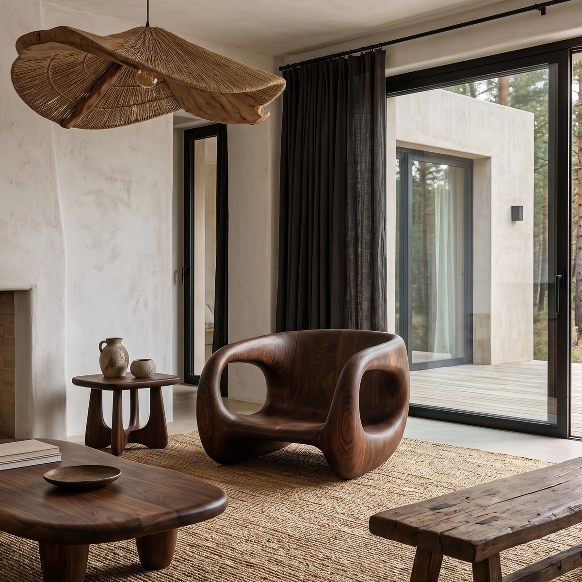 Contemporary Sculptural Chair With Flowing Armrest Design For Living Room - view 7