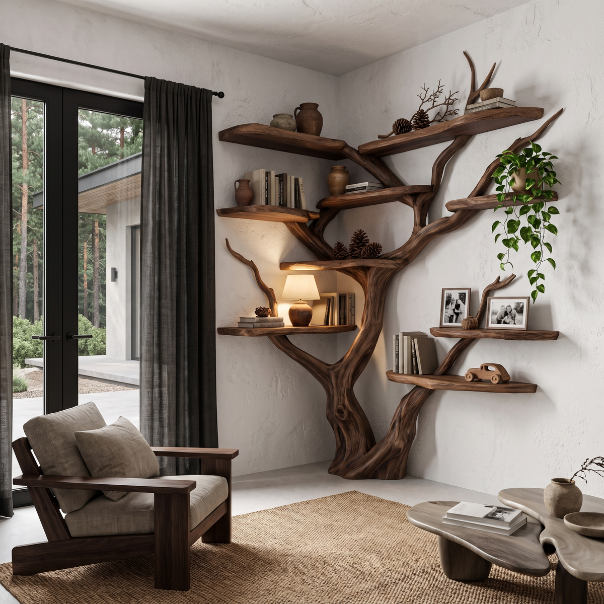 Contemporary Tree Bookshelf With Corner Branch Design For Home Office - view 7