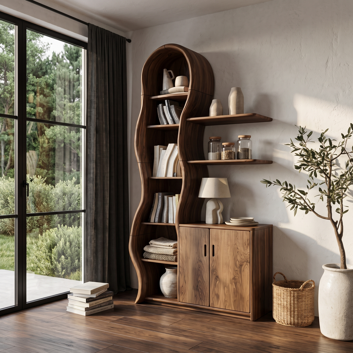 Contemporary Wooden Display Cabinet With Sculptural Branch Frame For Living Room - view 7