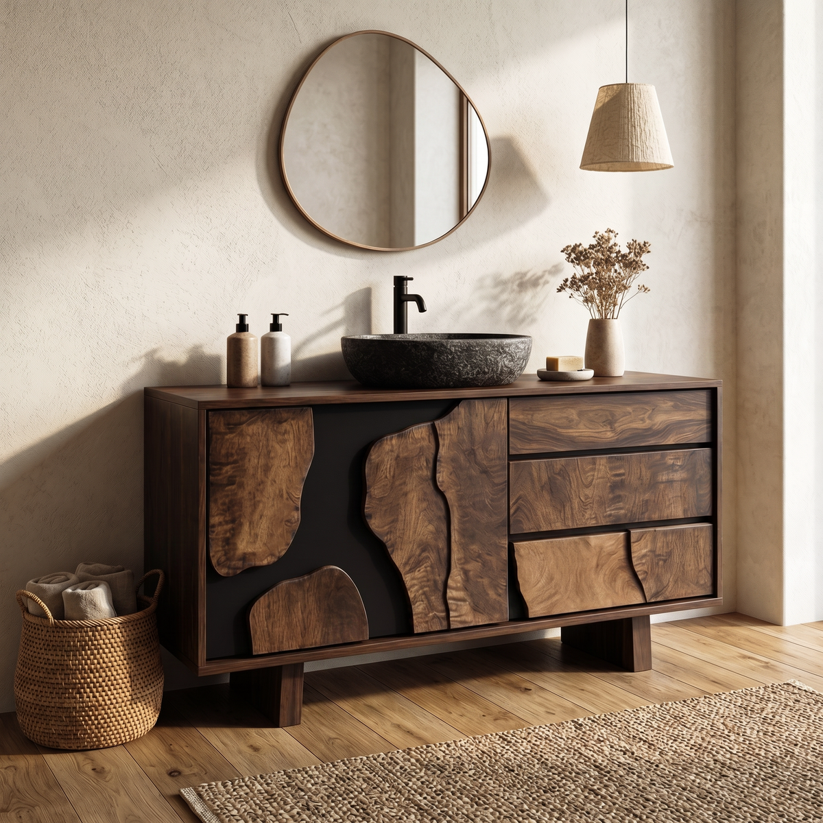 Contemporary Bathroom Cabinet Solid Wood Simple Clean Line Design Bathroom And Vanity Area - view 7