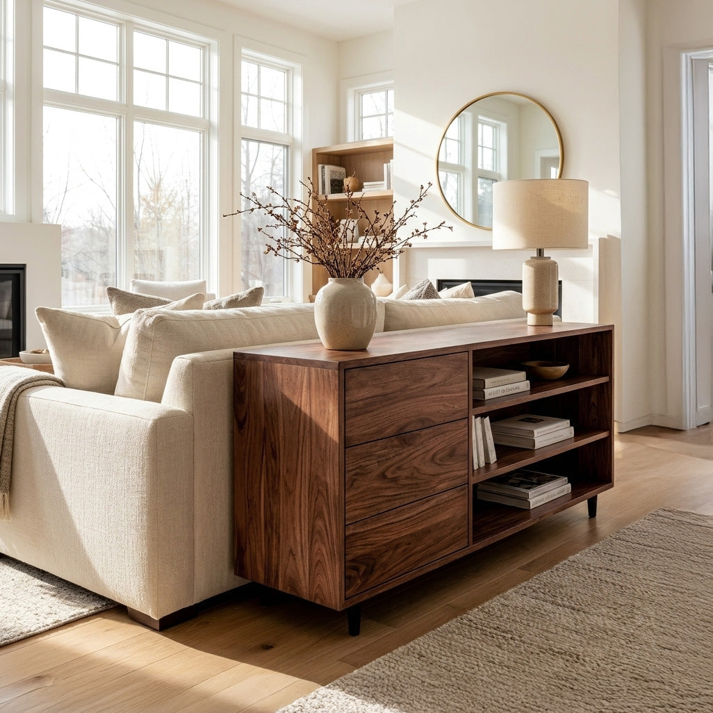 Elegant Natural Wood Console Table For Small Living Room - view 7