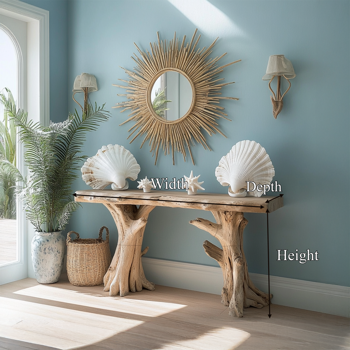 Coastal Driftwood Console Table Natural Tree Trunk Legs - view 8