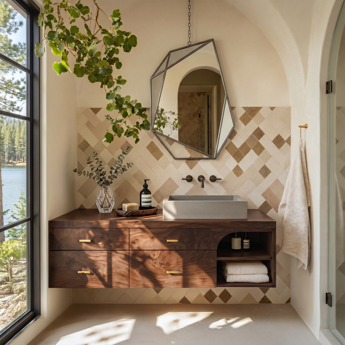 Farmhouse Bathroom Furniture With Floating Vanity - view 7