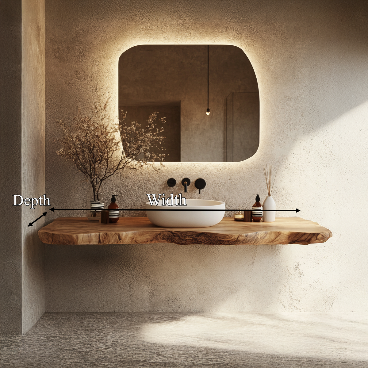 Bathroom Vanity Wall Floating Console Live Edge Shelf - view 5