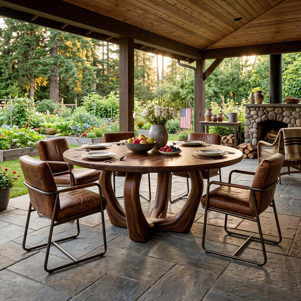 Elegant Wooden Round Dining Table For Dining Area - view 7