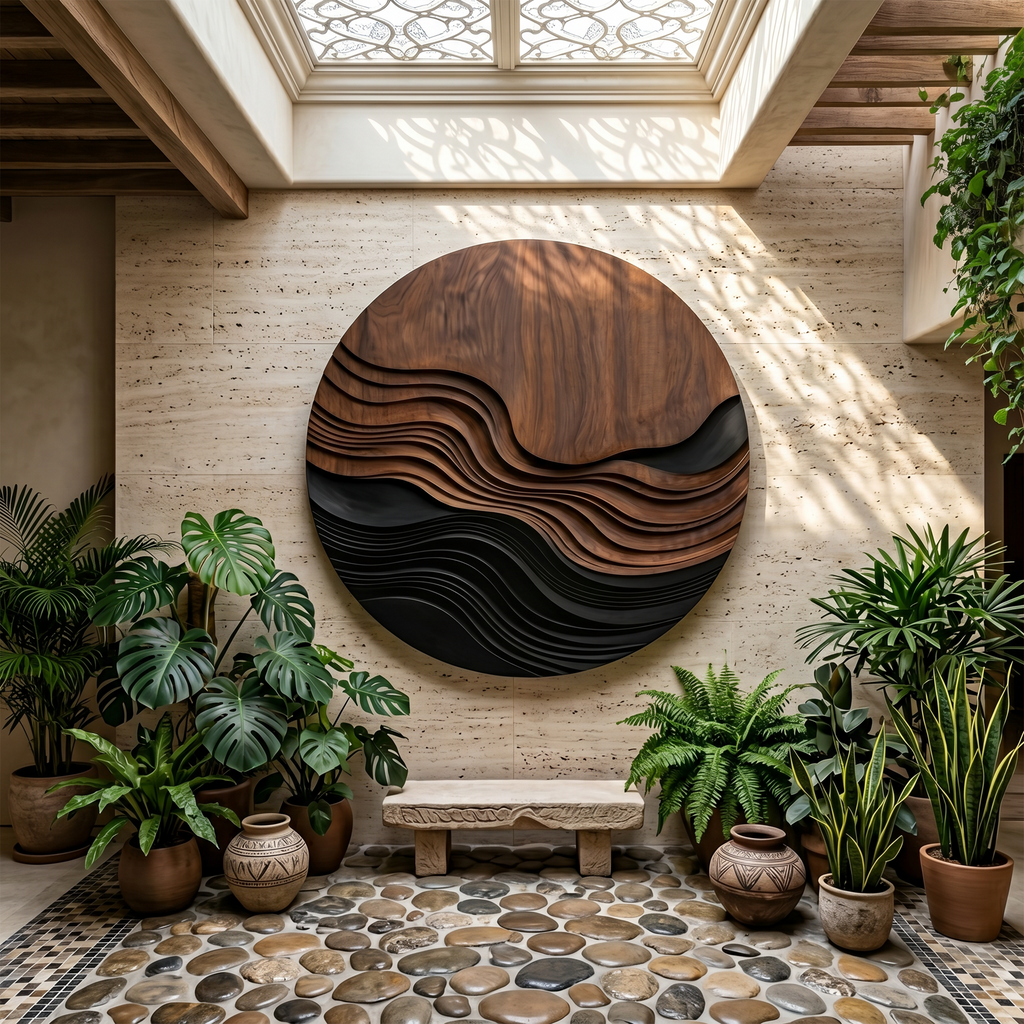 Contemporary Wave Pattern Wall Art For Entryway - view 2