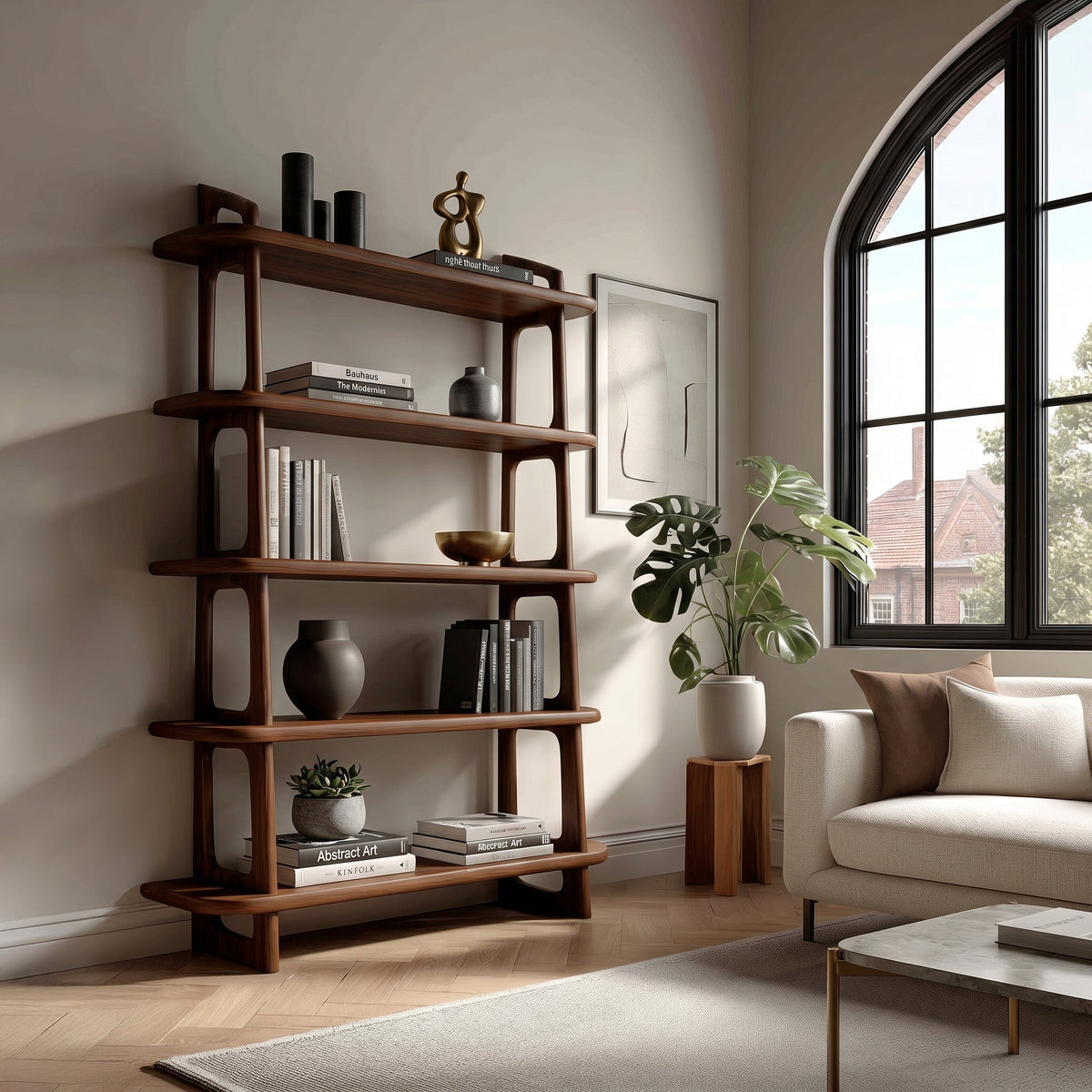 Contemporary Wooden Standing Shelf For Living Room Corner - view 7