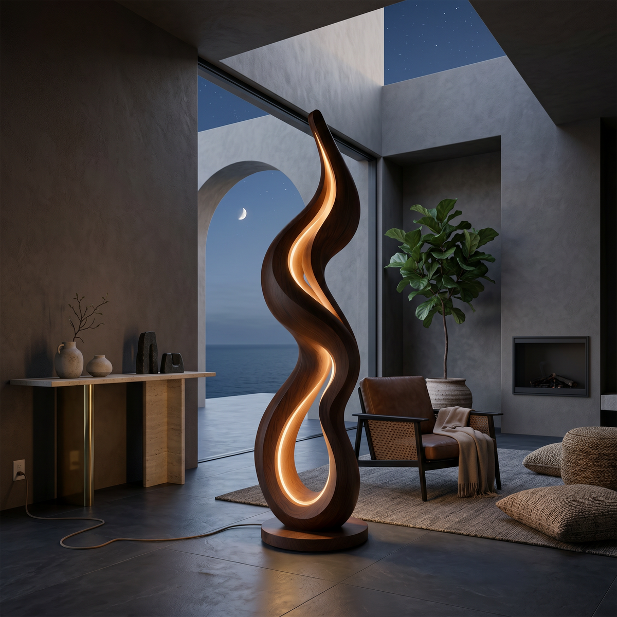 Contemporary Wave Lamp With Table For Living Room - view 7
