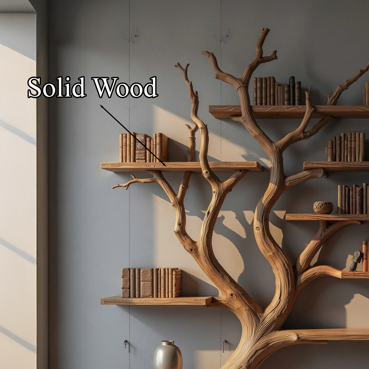 Custom Wood Shelf Tree Branch Shelf Mid Century Decor - view 4