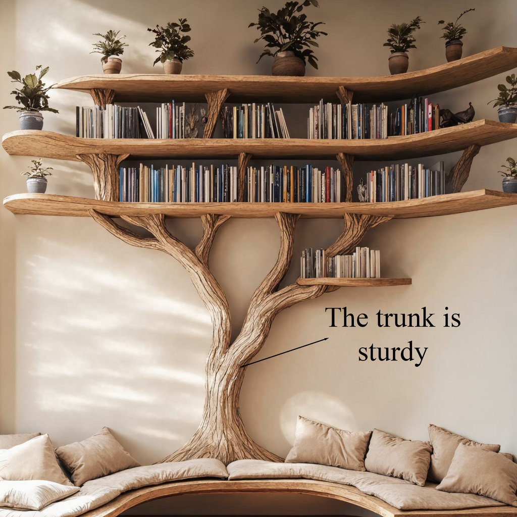Driftwood Branch Tree Bookshelf With U Shaped Bench Custom Corner Bench - view 4