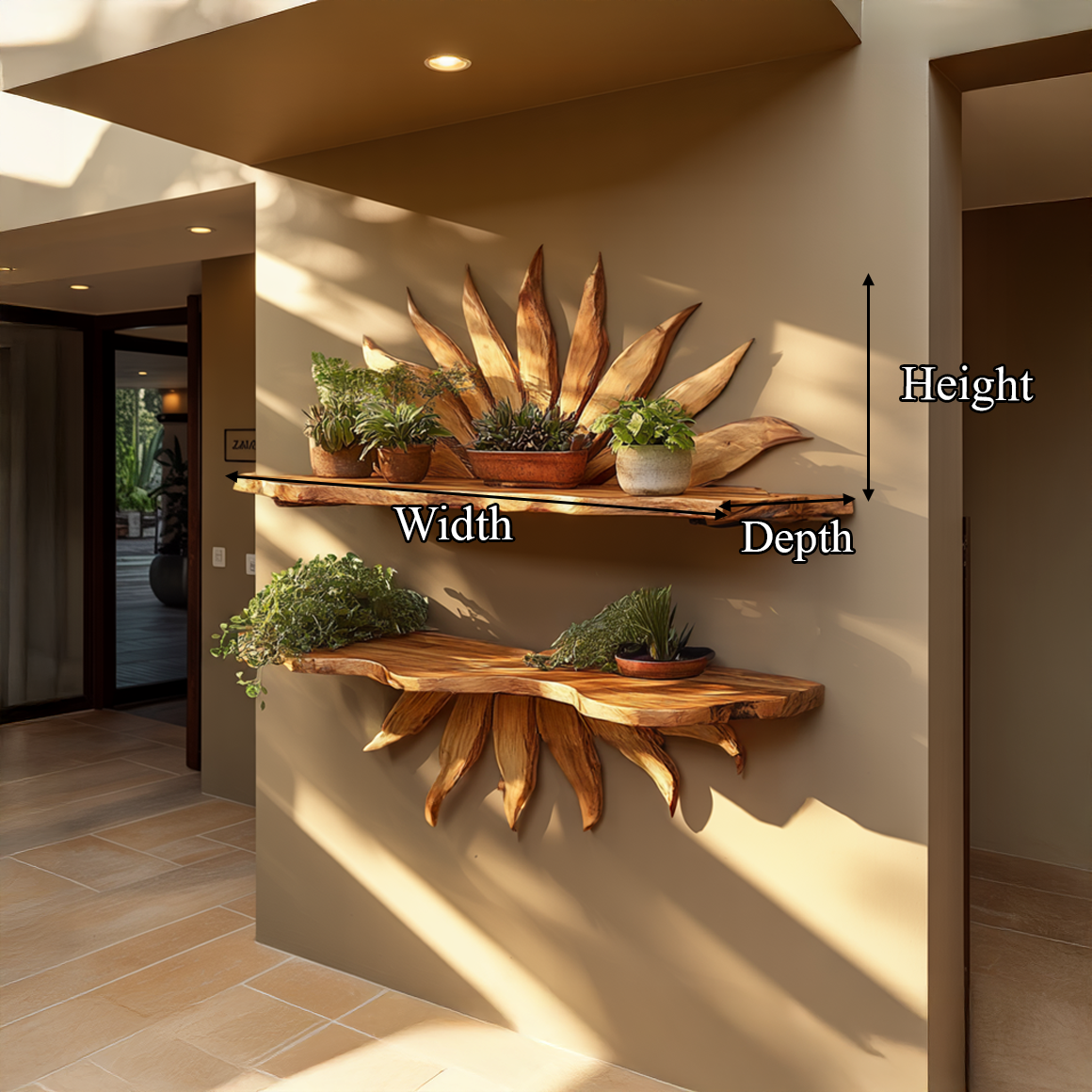 Boho Sun Wall Shelf For Living Room And Interior Decor - view 5