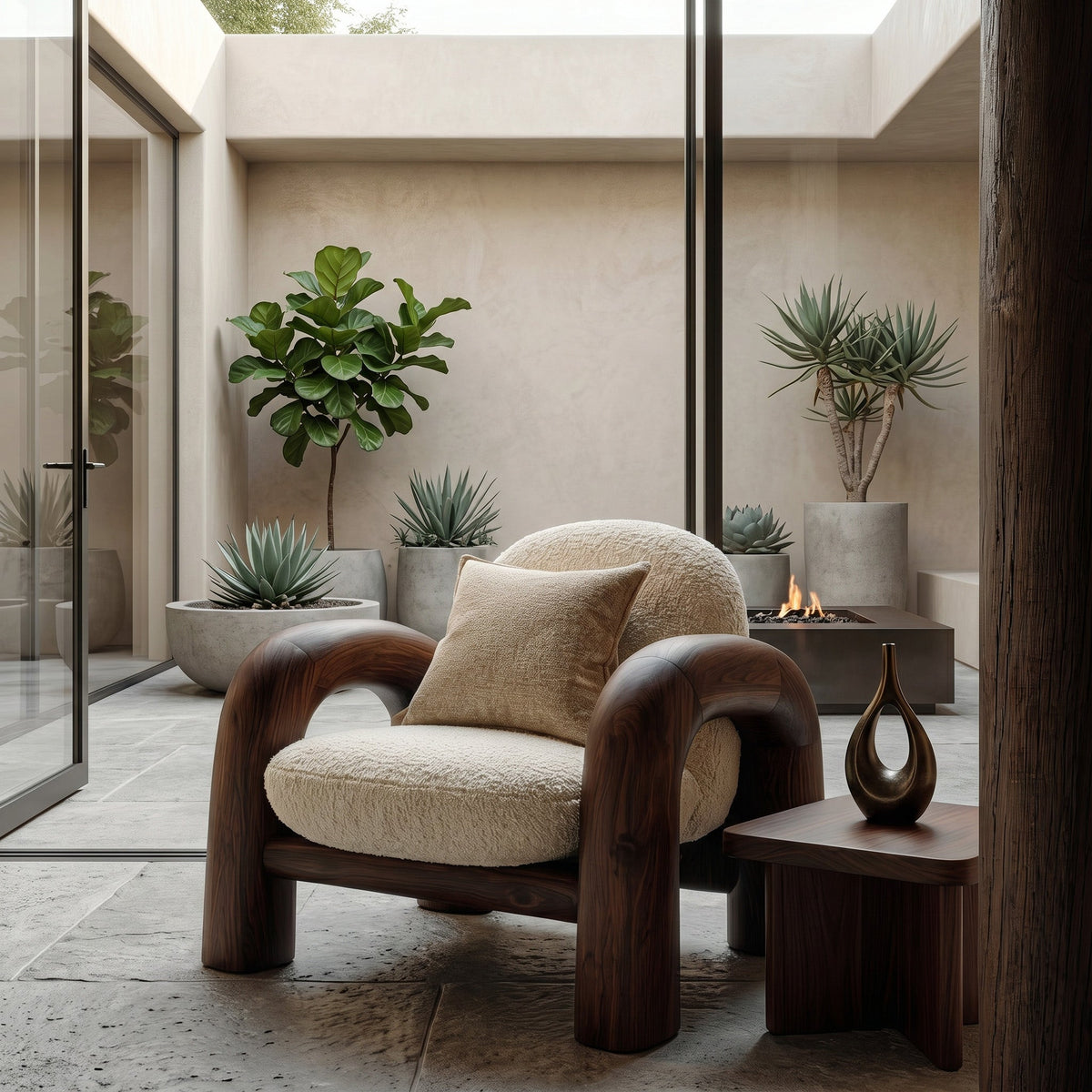 Contemporary Wooden Armchair For Reading Corner - view 7