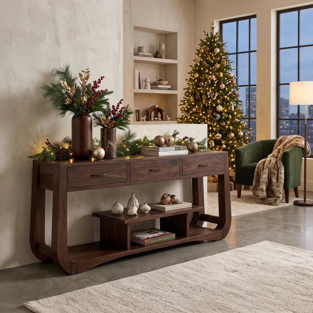 Farmhouse Christmas Behind Couch Table Modern Bedroom - view 7