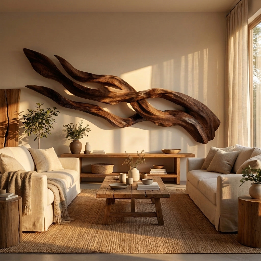 Contemporary Sculptural Wood Wall Art For Home Style - view 7