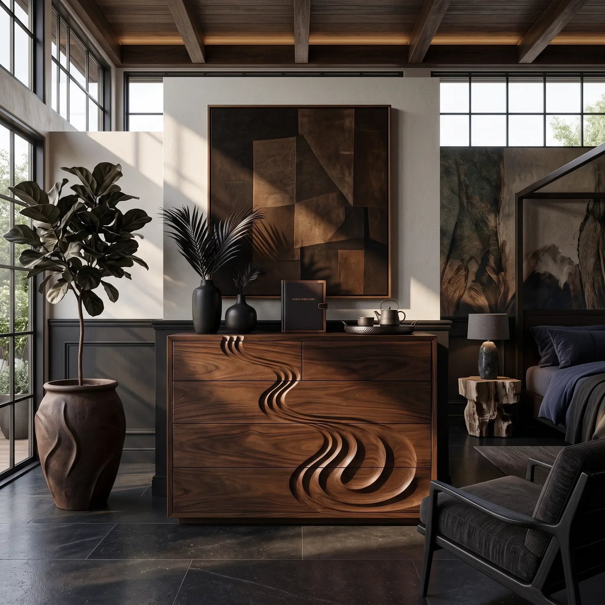 Contemporary Carved Bedroom Dresser For Master Suite - view 7