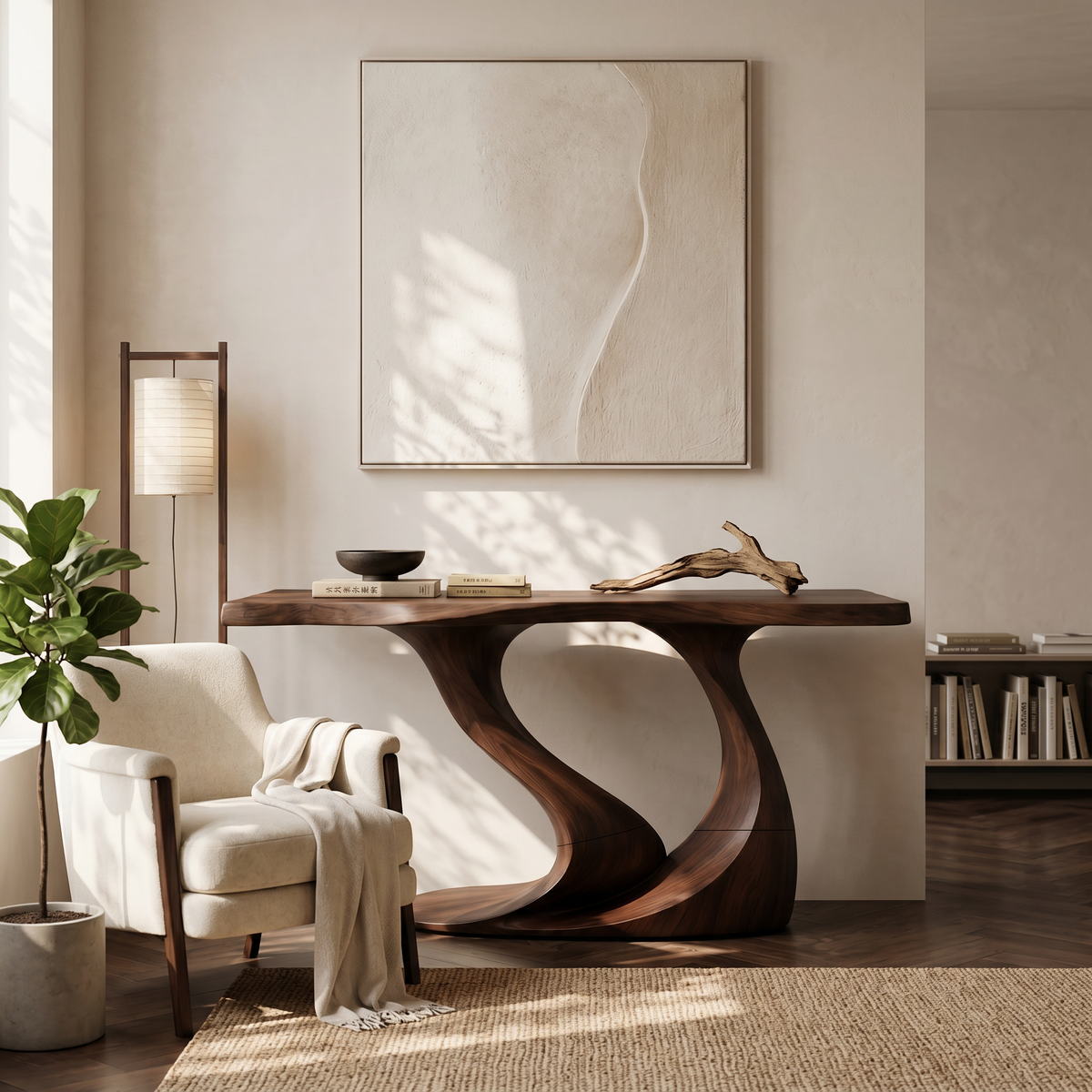 Contemporary Wave Base Console Table Luxury Hallway - view 7