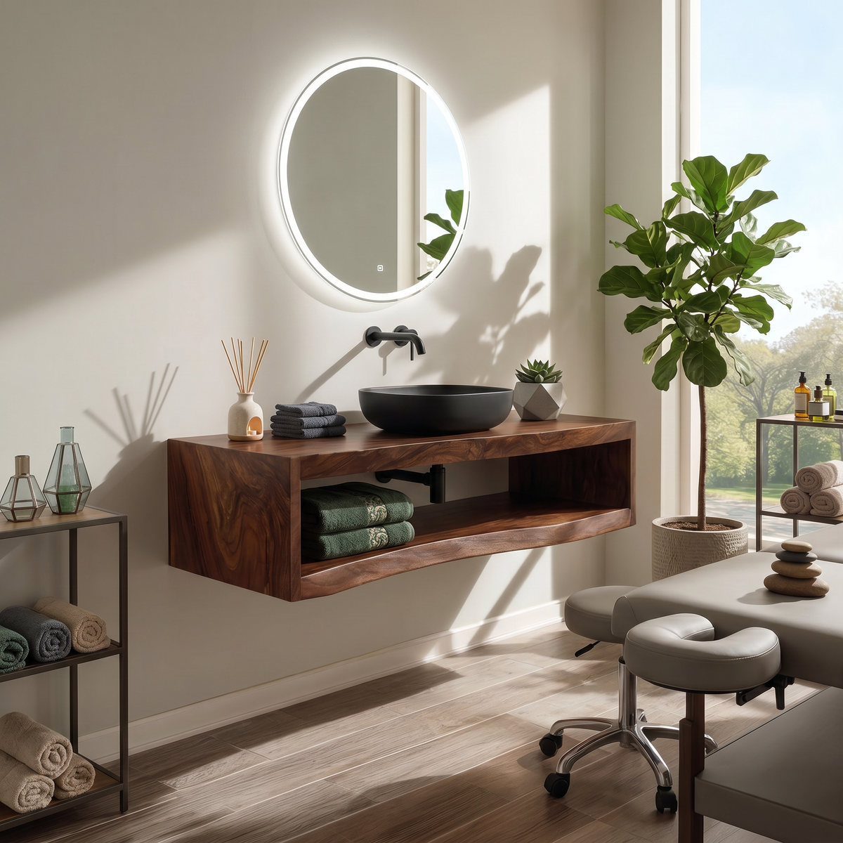 Contemporary Wood Bathroom Cabinet Tropical Villa - view 7