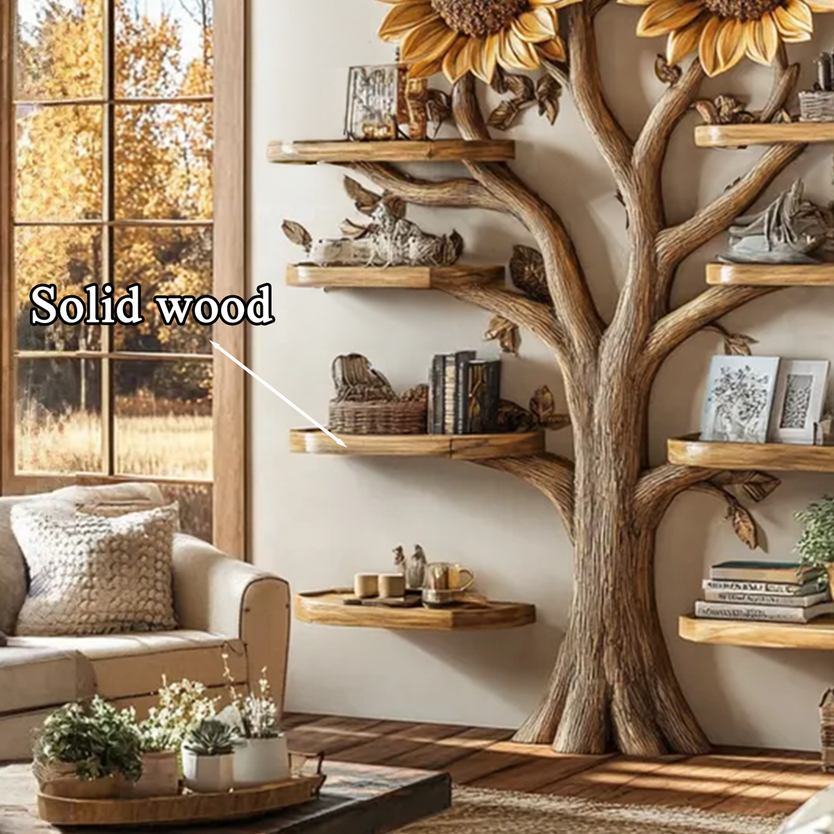 Driftwood Branch Tree Bookshelf Wall Mounted Shelf - view 4