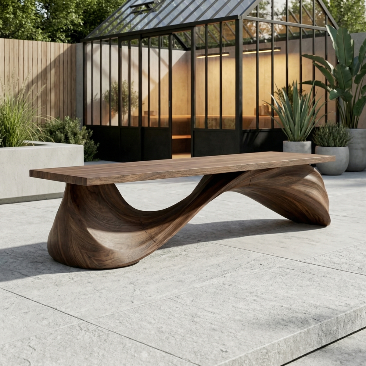 Contemporary Wave Bench Solid Wood Elegant Loop Design Hallway And Entryway - view 7