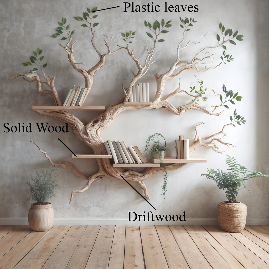 Driftwood Tree Bookshelf Decor Mid Century Bookcase - view 6