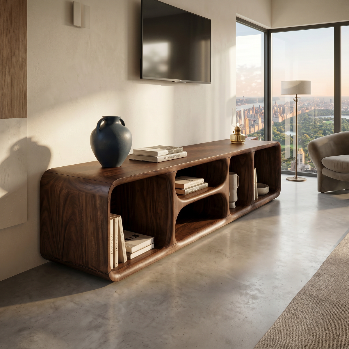 Contemporary Wooden TV Unit Luxury Interior - view 7