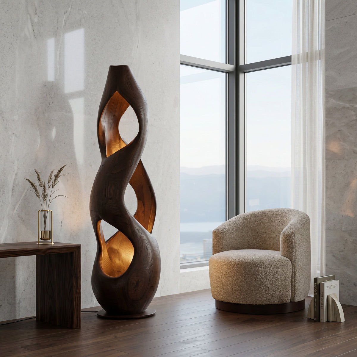 Contemporary Twisted Floor Lamp With Sculptural Hollow For Living Room - view 7