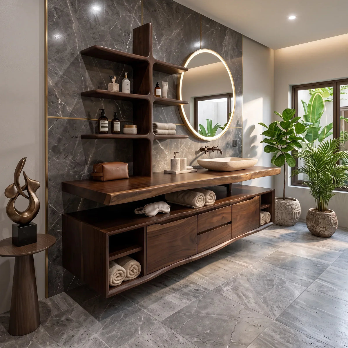 Contemporary Wall Mounted Bathroom Vanity Wellness Suite - view 7