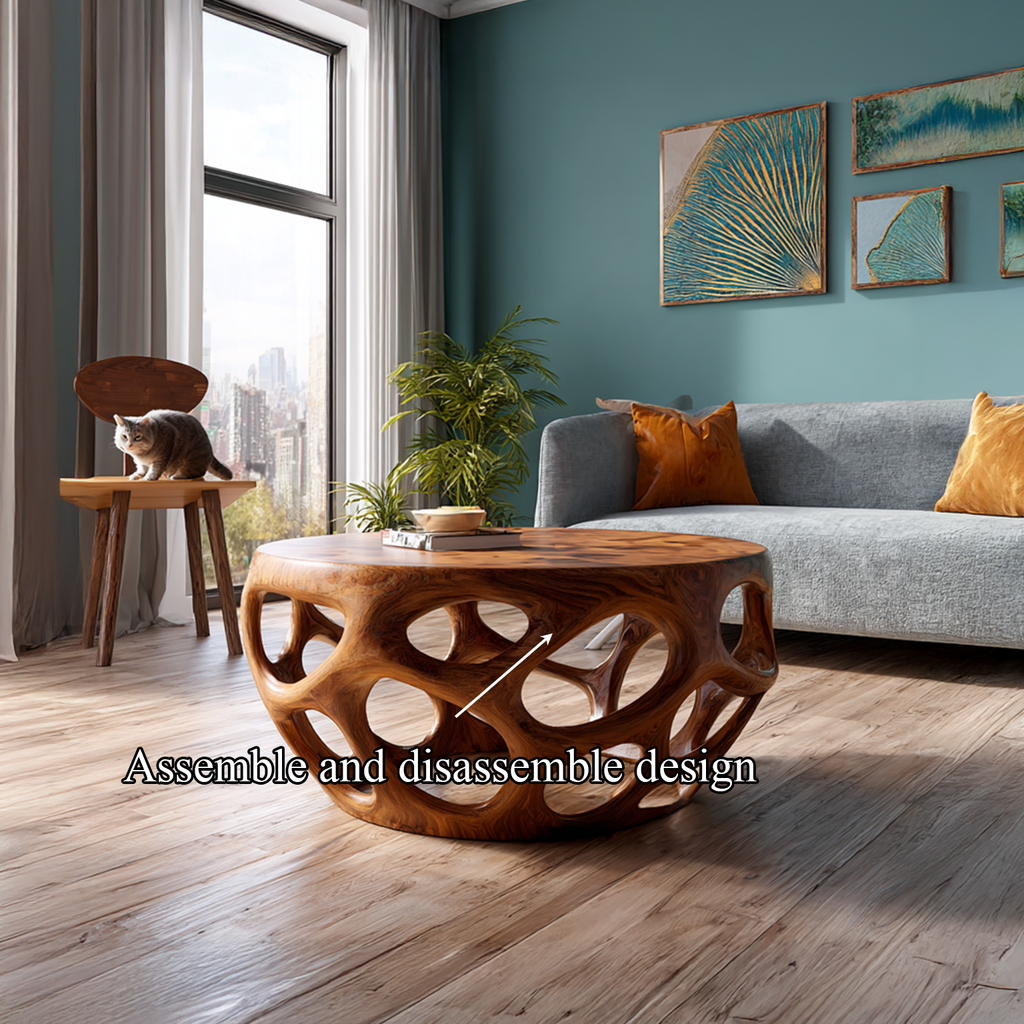 Farmhouse Coffee Table Reclaimed Wood Round Gift - view 4