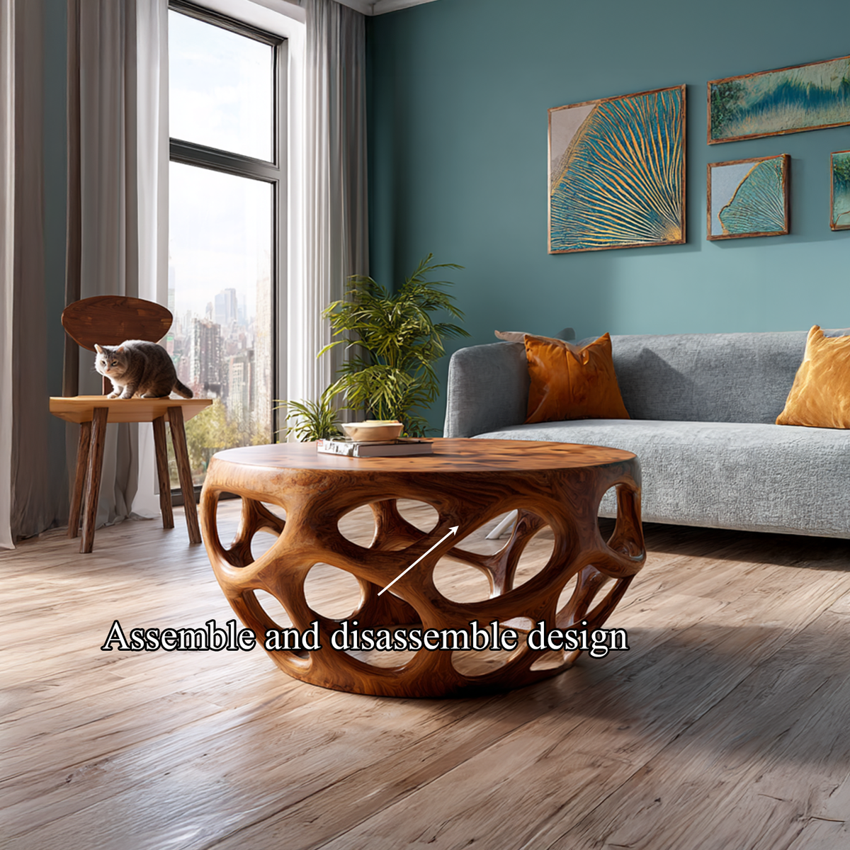 Farmhouse Coffee Table Reclaimed Wood Round Gift - view 4