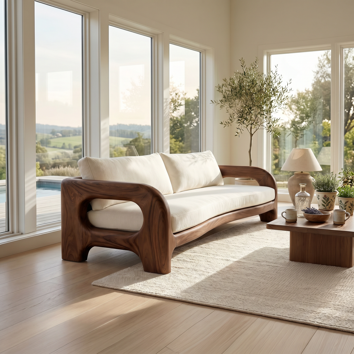 Contemporary Solid Wood Sofa With Architectural Frame For Modern Home - view 7