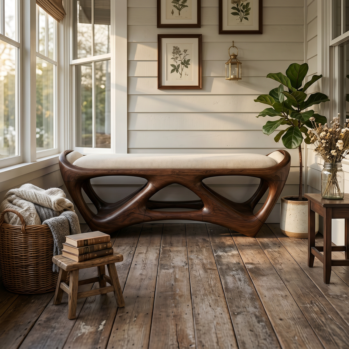 Designer Wooden Bench Creative Studio - view 7