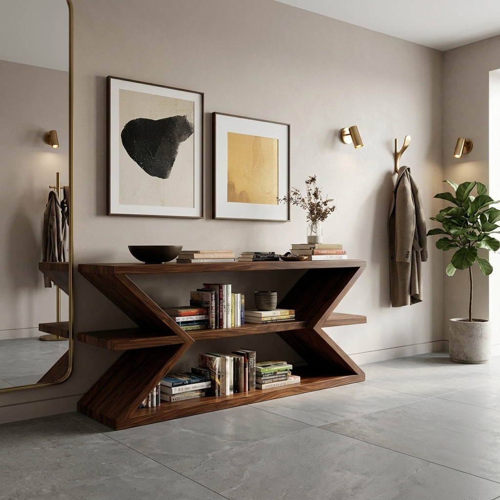 Contemporary Sculpture Wood Console Table For Modern Living Room - view 7