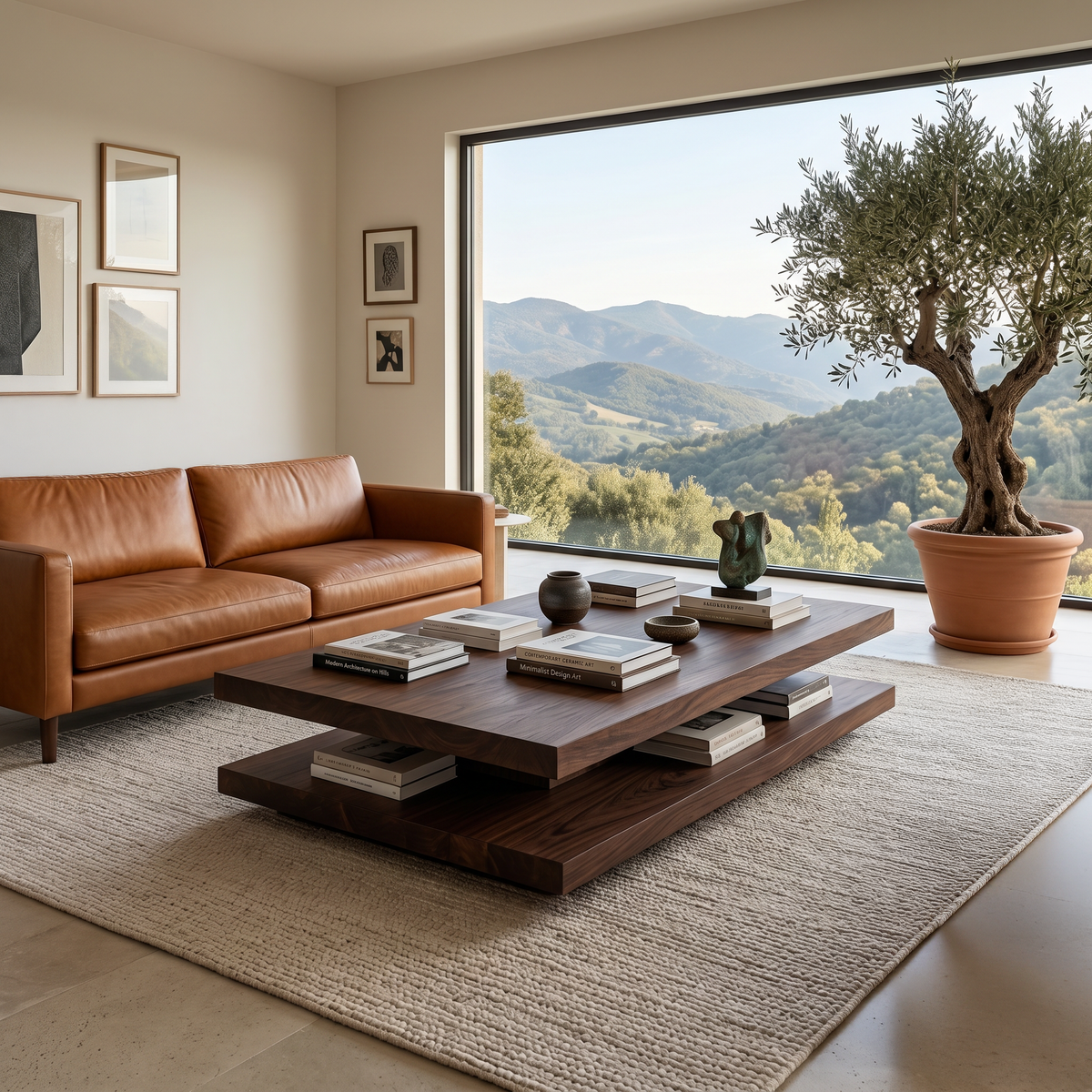 Elegant Wooden Coffee Table Two Layers For Living Room - view 7